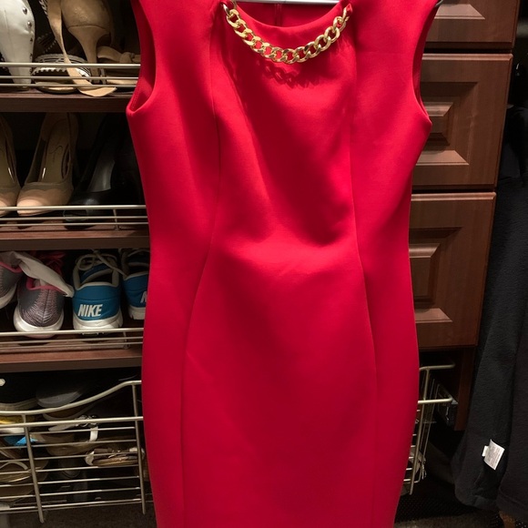 Calvin Klein Dress True Red Gold Chain - Picture 9 of 9